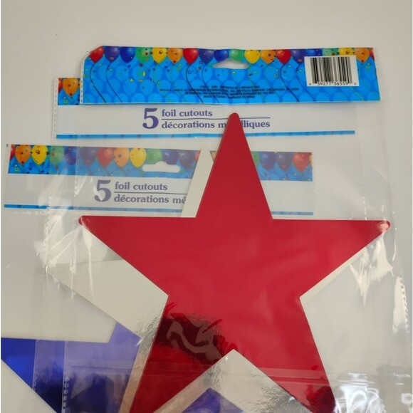 USA Star Foil Cutouts Red Blue Silver Lot total of 15 Stars Patriotic NWT - Picture 6 of 13